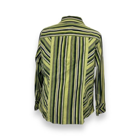 Vintage Lane Bryant Womens Striped Blouse Size 18/20 Long Sleeve Button-Down Cot - Picture 3 of 8